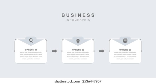 Infographic elements template Business concept with icons and 3 options, workflow layout, square, icons, diagram, report, web design. Creative, vector, illustration.