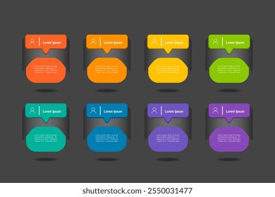 infographic elements template, business concept with 8 steps, colorful rectangle for workflow layout, diagram, annual report, web design. Creative banner,  vector