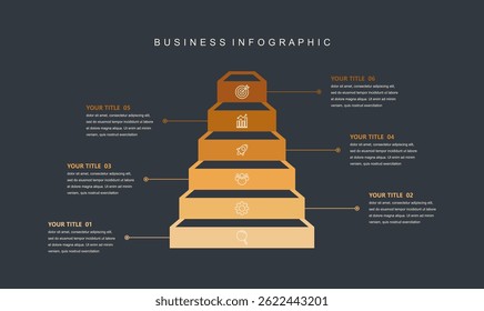 Infographic elements template, Business concept Timeline 6 steps, workflow layout, icons, diagram, report, web design. Creative, marketing data, vector.