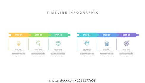 Infographic elements template Business concept with icons and 6 options, workflow layout, Jigsaw, icons, diagram, report, web design. Creative, vector, illustration.