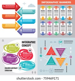 Infographic elements template business concept banners for presentation, brochure, website and other design project. Abstract infograph creative layout vector set. 