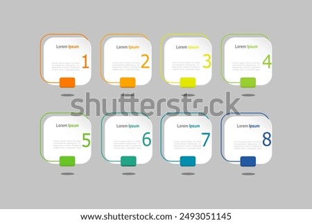 infographic elements template, business concept with 8 steps, white rectangle shapes design for workflow layout, diagram, annual report, web design.Creative banner, label vector