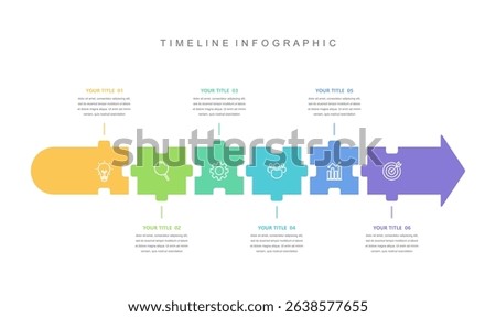 Infographic elements template Business concept with icons and 6 options, workflow layout, Jigsaw, icons, diagram, report, web design. Creative, vector, illustration.
