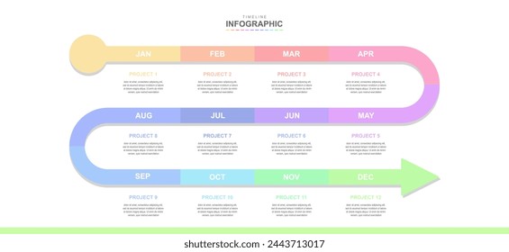 plantilla de elementos infográficos para negocios.Diagrama de línea de tiempo, informe, diseño web. Creativo, vector, ilustración, Se puede utilizar para diagrama de proceso, presentaciones.	