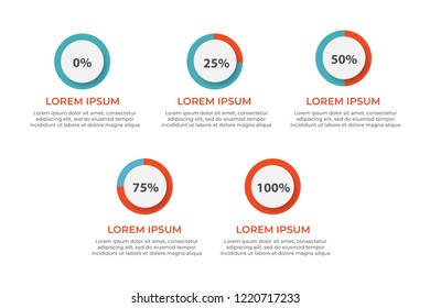 infographic elements template with orange percentage circles vector illustration