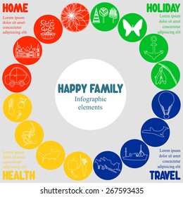 infographic elements with text happy familiy-stock vector 