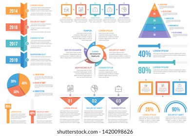 Infographic elements - timeline, pie chart, percents, steps and options, circle diagram, vector eps10 illustration