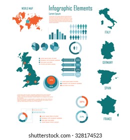 Infographic Elements with Uk and Europe vector illustration