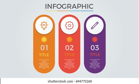 infographic elements vector with 3 circles, options, columns, list, can be used for step, workflow, diagram, banner, process, business presentation template, timeline, report. light theme.