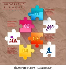 Infographic elements vector illustration with colorful jigsaw puzzles 