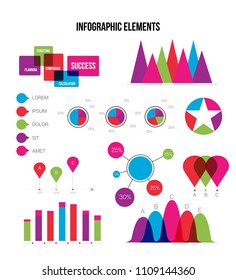 Infographic Elements Vector Set, Creative Business Presentation Design. Pie Chart, Circular Bar, Linear Diargam Education, Ads, Growth Report. Chart Graphic, Cool Marketing Infographic Elements