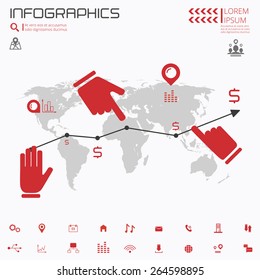 Infographic elements, vector world map