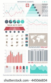 infographic elements, web technology icons. vector timeline option graph, reminder bar code symbol. pie chart info graphic icon. financial statistic and marketing report presentation banner design