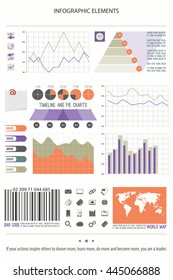 infographic elements, web technology icons. vector timeline option graph, clock, bar code symbol. pie chart info graphic icon. financial statistic and marketing report presentation banner design