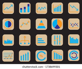 infographic elements, which are used for websites, black color background