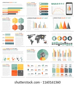 Infographic Elements with world map and charts. Vector illustration Infographic Elements with world map and charts. Vector illustration