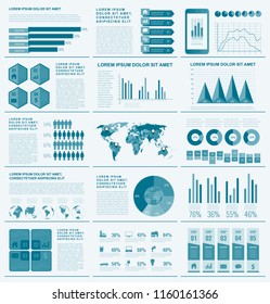 Infographic Elements with world map and charts. Vector illustration