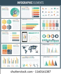 Infographic Elements with world map and charts. Vector illustration