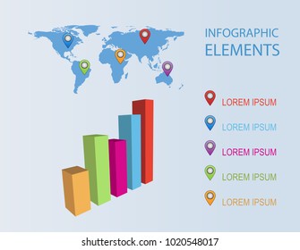 Infographic elements in world map, and graphic chart