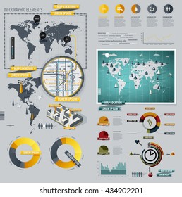 Infographic Elements with World Map and Map of the Subway