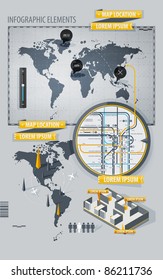 Infographic Elements with world map and a map of the subway