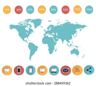 IT infographic elements world map vector illustration color