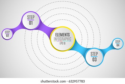 Infographic elements for your business projects. Paper, volumetric circles with numbers in the style metaball. Multicolored connections. Vector illustration in a flat style. EPS 10