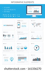 Infographic Essentials Slides Vector illustration. World Map and Information Graphics 