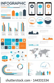 Infographic Essentials Vector Illustration. World Map And Information Graphics