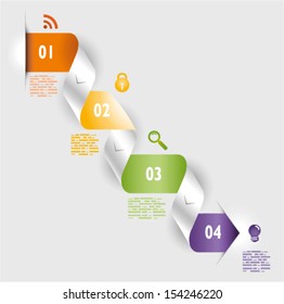Infographic examples tickets, signs, numbered sheets, strip effect