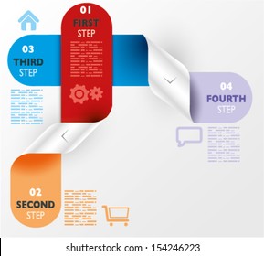 Infographic examples tickets, signs, numbered sheets, strip effect