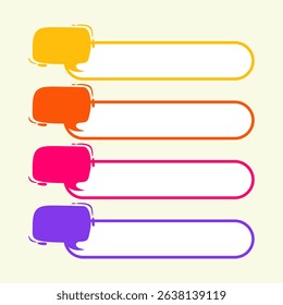 infographic features a series of colorful gradient speech bubble-shaped list elements. Ideal for engaging presentations, interactive web content, or digital storytelling