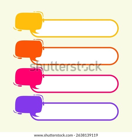 infographic features a series of colorful gradient speech bubble-shaped list elements. Ideal for engaging presentations, interactive web content, or digital storytelling
