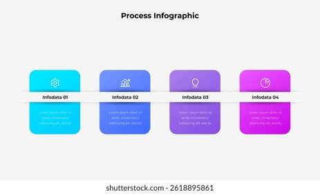 Infographic featuring four distinct steps, represented with icons and colorful blocks, ideal for presentations, business processes, and educational materials illustrating step-by-step progression