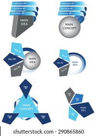 Infographic Featuring Three Elements as Part of A Whole Concept - Vector