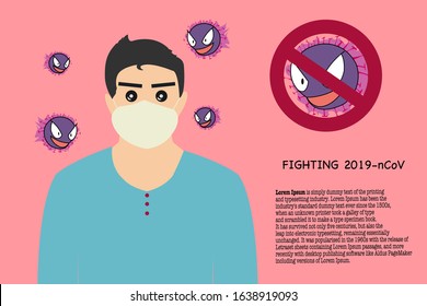 Infographic of fighting corona virus (2019-nCoV) using medical facial mask which attack china wuhan for medical, healthcare 