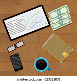 Infographic financial document, vector report marketing budget illustration