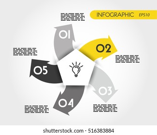 infographic five arrows in ring, infographic concept