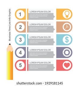 Infographic five business topics, Vector illustration in flat style