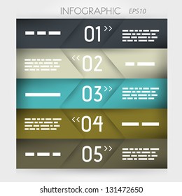 infographic five oblique options in middle. infographic concept.