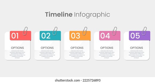 Infographic five options with paper clip style.