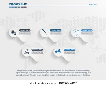 Infographic five step cycle process.Illustration inforgraphic with shape of square on light background. business infographic template 