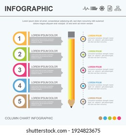 Infographic five steps of work, Vector illustration in flat style