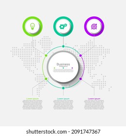 ฺฺBusiness infographic flat abstract background  template circle colorful with 3 step