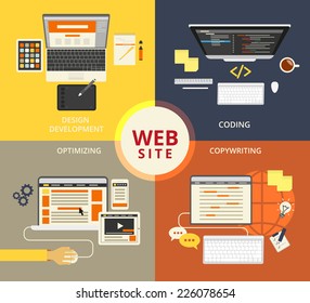 Infographic flat concept illustration of website building