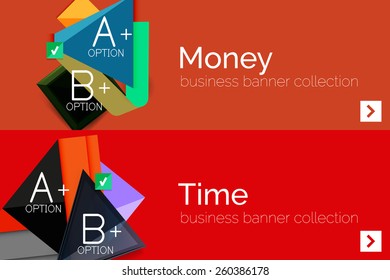 Infographic flat design banner with geometric diagram and options