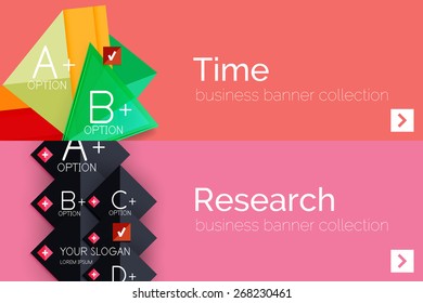 Banner de diseño plano infográfico con diagrama geométrico y opciones