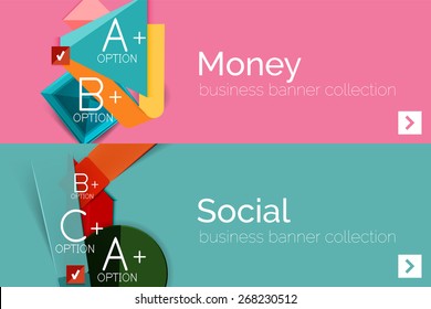 Infographic flat design banner with geometric diagram and options