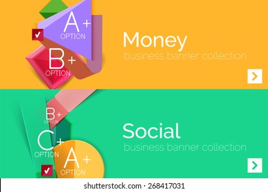 Infographic flat design banner with geometric diagram and options
