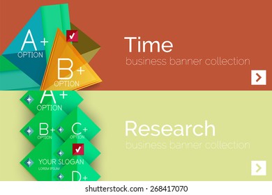 Banner de diseño plano infográfico con diagrama geométrico y opciones